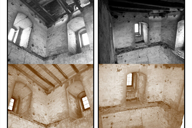 HRAD ŠVIHOV - Vnitřní prostory věže před a po rekonstrukci