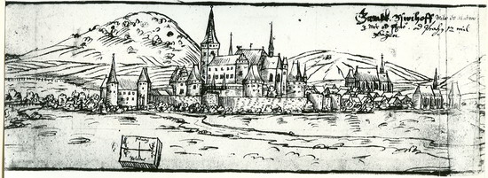 Kresba hradu kolem roku 1600